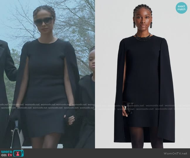 Scanlan Theodore Crepe Knit Cape Dress worn by Shanelle Tucker (Shannon Kane) on Reasonable Doubt