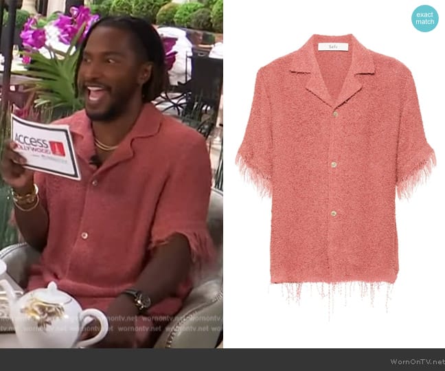 Sefr Fausto bouclé shirt worn by Scott Evans on Access Hollywood