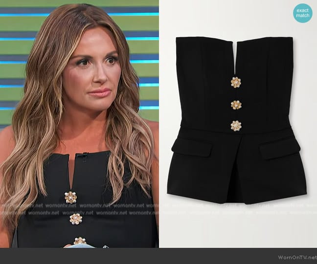 Self Portrait Crepe Peplum Top worn by Carly Pearce on Access Hollywood