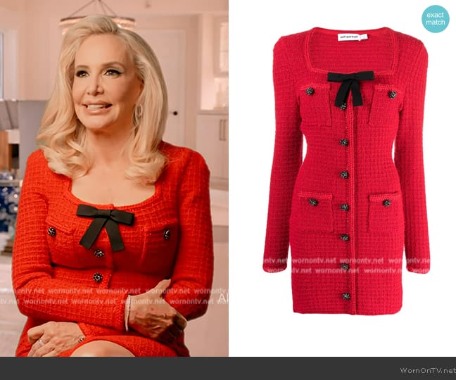 Self Portrait Bow-detailed knit dress worn by Shannon Beador on The Real Housewives of Orange County