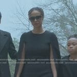 Shanelle’s black cape dress on Reasonable Doubt