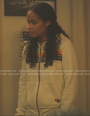 Shanelle's rainbow striped hoodie and sweatpants on Reasonable Doubt