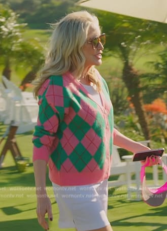 Shannon's pink and green argyle cardigan on The Real Housewives of Orange County