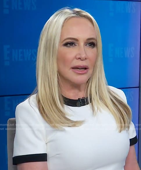 Shannon's white contrast trim dress on E! News