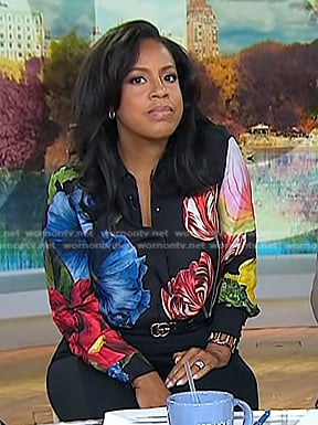 Sheinelle’s black floral print blouse on Today