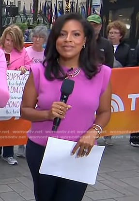 Sheinelle's pink knit top on Today