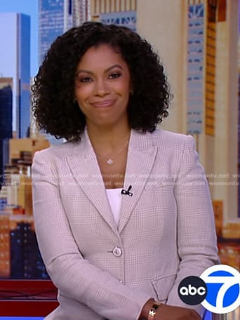 Shirleen's beige plaid blazer on Good Morning America