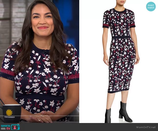 Shoshanna Evan Dress worn by Alexandria Ocasio-Cortez on CBS Mornings