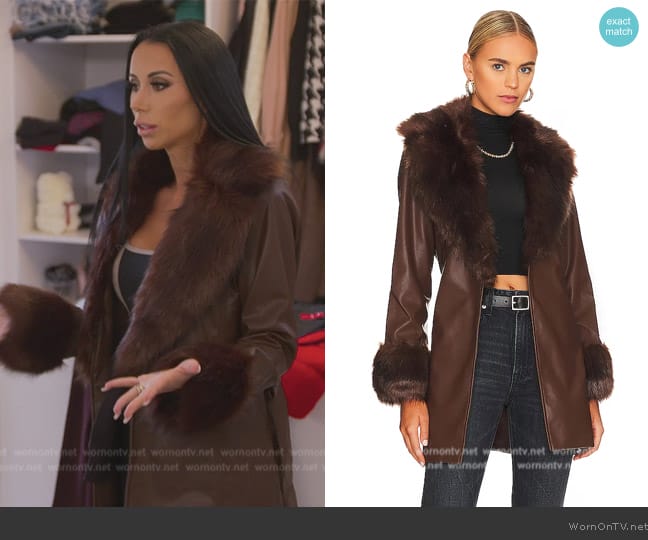 Show Me Your Mumu Penny Lane Faux Leather Jacket worn by  on The Real Housewives of New Jersey