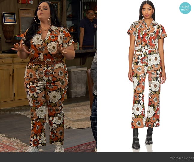 Lou’s floral print cargo jumpsuit on Bunkd