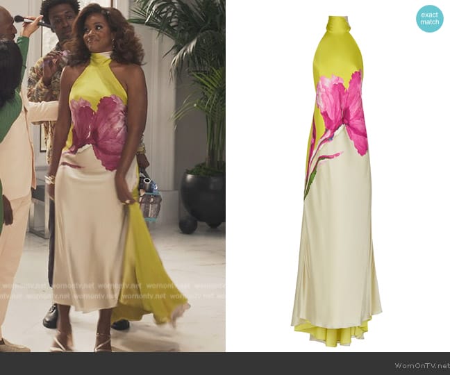 Silvia Tcherassi Sherry Silk Maxi Dress worn by Vivian Banks (Cassandra Freeman) on Bel-Air