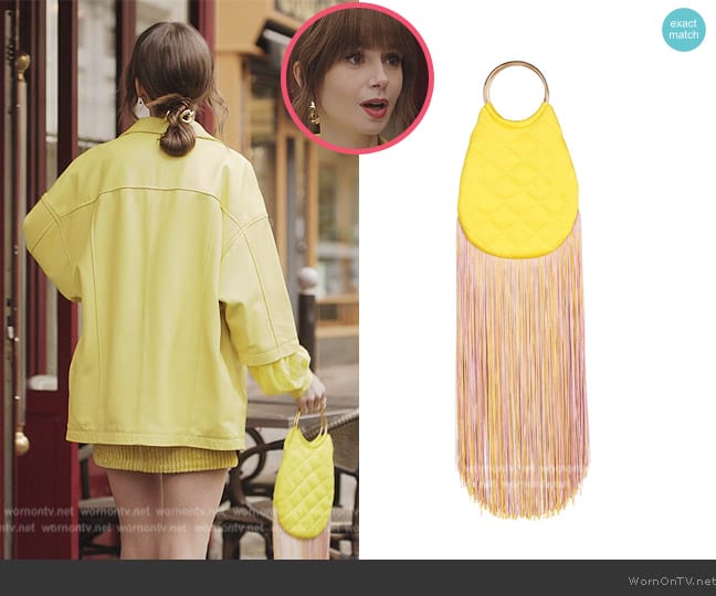 Silvia Tcherassi Toblach Bag Yellow Nude worn by Emily Cooper (Lily Collins) on Emily in Paris