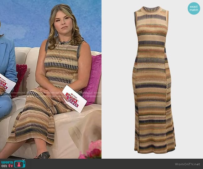 Simkhai Fairfax Sleeveless Stripe Knit Midi Dress worn by Jenna Bush Hager on Today