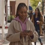 Simone’s beige coat on All American Homecoming