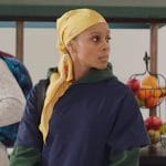 Simone’s blue colorblock hoodie on All American Homecoming