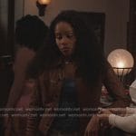 Simone’s brown leather jacket on All American Homecoming