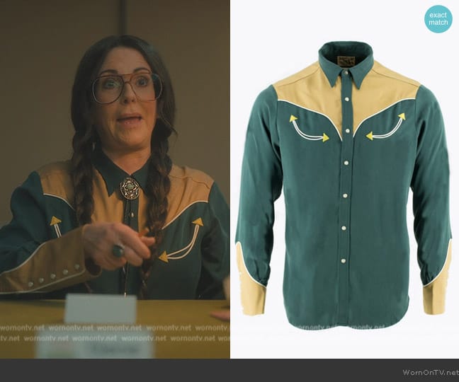 Sneum Two-tone Smile Pocket Western Shirt worn by Jean Thibedeau (Megan Mullally) on The Umbrella Academy