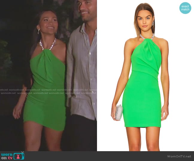 Solace London Kami Mini Dress in Green worn by Jenn Tran on The Bachelorette