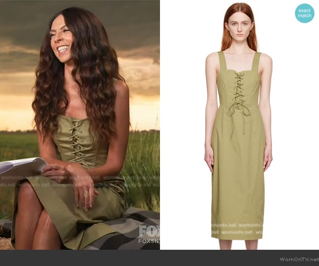 Staud Khaki Sutton Dress worn by Terri Seymore on Extra