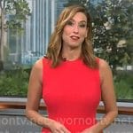 Stephanie Abrahms’s red sleeveless knit dress on CBS Mornings