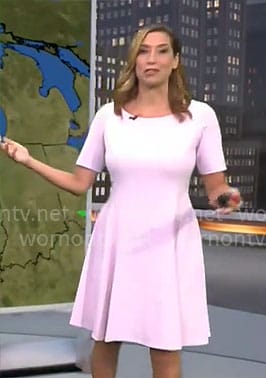 Stephanie Abrams' light pink a-line dress on CBS Mornings