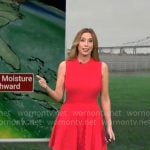 Stephanie Abrahms’s red sleeveless knit dress on CBS Mornings