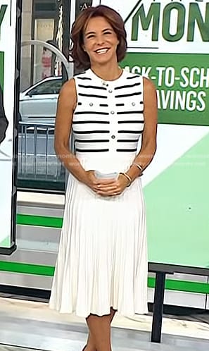 Stephanie Ruhle’s white striped pleated dress on Today