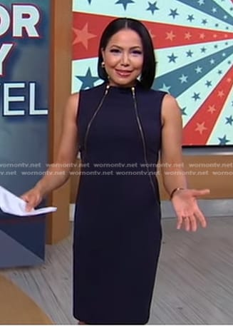 Stephanie's navy zipper detail dress on Good Morning America