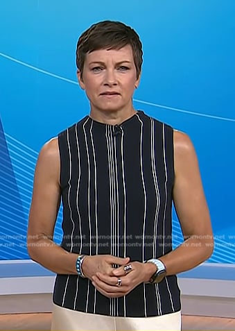 Stephanie's black striped sleeveless top on Today