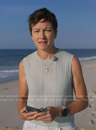 Stephanie's mint cable knit vest on Today