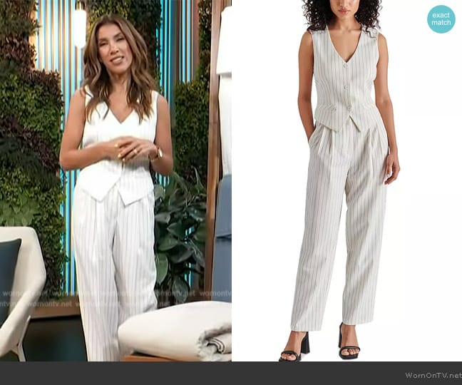 Steve Madden Selene Striped Vest worn by Adrianna Costa on Access Hollywood