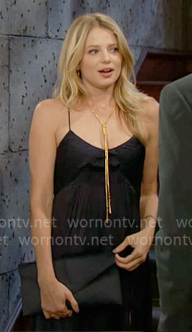 Summer's navy slip dress on The Young and the Restless