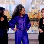 Sunny’s purple puff sleeve blouse on The View