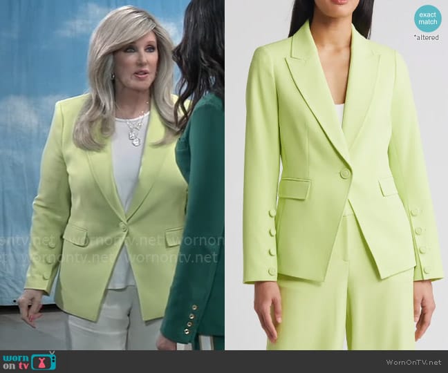 Tahari ASL One-Button Blazer in Lime worn by Haven (Morgan Fairchild) on General Hospital