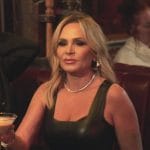 Tamra’s black leather moto jacket and top on The Real Housewives of Orange County