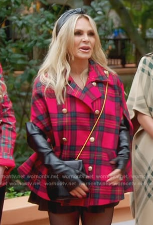 Tamra's red plaid poncho cape on The Real Housewives of Orange County