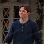 Tate’s navy long sleeve henley shirt on Days of our Lives