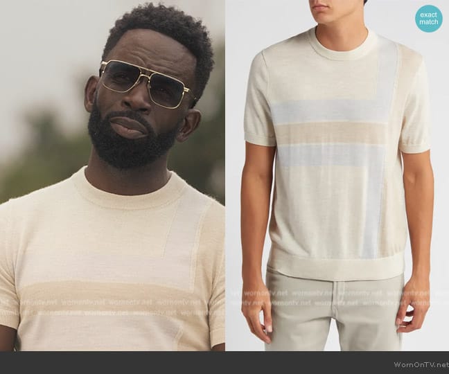 Ted Baker Tiltz Wool Quarter Zip Pullover worn by Geoffrey (Jimmy Akingbola) on Bel-Air