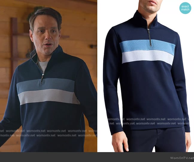 Ted Baker Veller Long Sleeve Slim Fit Half Zip Sweater worn by Daniel Larusso (Ralph Macchio) on Cobra Kai