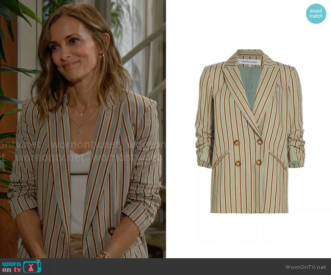 Veronica Beard Kiernan Jacket in Seafoam Multi worn by Taylor Hayes (Rebecca Budig) on The Bold and the Beautiful