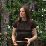 Tessa’s black layered t-shirt and denim shorts on The Young and the Restless