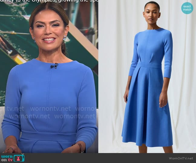 The Fold London Bellaria Dress in Cornflower Blue worn by Kristine Johnson on CBS Mornings