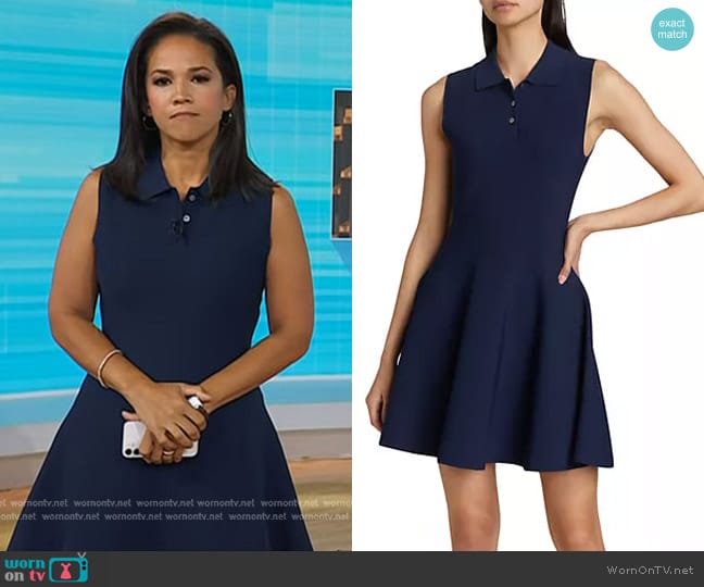 Theory Sleeveless Polo Dress in Midnight worn by Laura Jarrett on Today