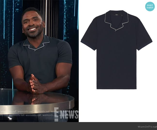 Theory Tailor Short Sleeve Polo worn by Justin Sylvester on E! News