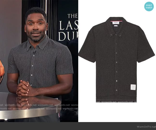 Thom Browne Short Sleeve Button Down Shirt worn by Justin Sylvester on E! News