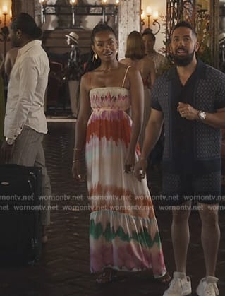 Tiana's tie dye maxi dress on Bel-Air