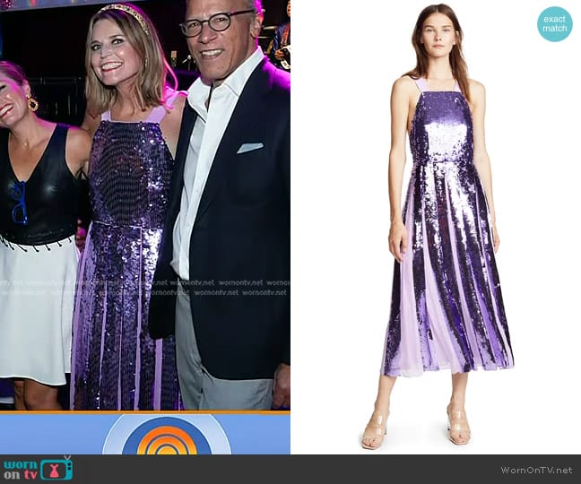 Tibi Sequin Overall Dress worn by Savannah Guthrie on Today