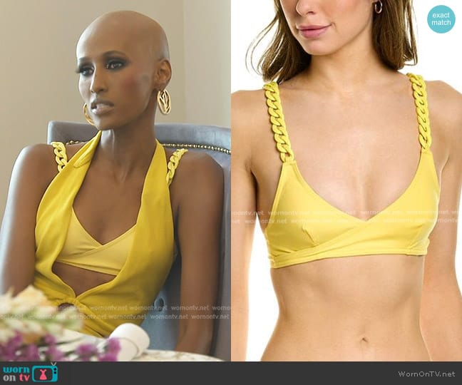 Moeva Vilhelmina Bikini Top in Yellow worn by Chanel Ayan (Chanel Ayan) on The Real Housewives of Dubai