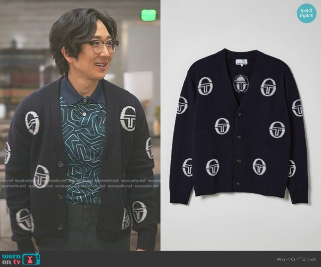 Sergio Tacchini Cucire Cardigan worn by Daniel Kim (Tim Jo) on Reasonable Doubt