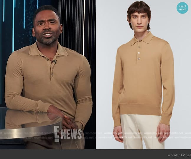 Tom Ford Wool polo sweater worn by Justin Sylvester on E! News